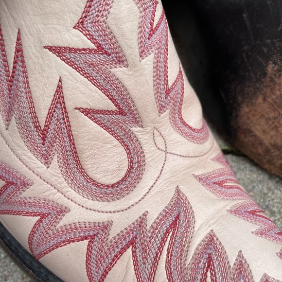 "A Stitch In Time" Ivory/ Pink Stitch Tres Outlaws Mule 1537* SZ 8.5 - Picture 5 of 7